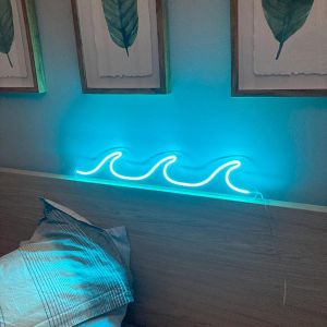Veilleuse Néon À Del Bleu Clair Avec Interrupteur À Intensité Variable Pour Décoration Murale Pour Enfants, Alimentation Usb Pour Salon, Bar, Chambre À Coucher, Cadeau (30 X 9,9 Cm) - Neuf