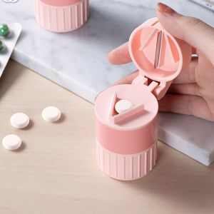 Pilule Coupe,Moulin Broyeur De Pilule Splitter,Portable Mini Pilule Coupe Pour De Petites Ou De Grandes Pilules,De La Médecine De Comprimé De Vitamine Organisateur Avec Conteneur De Stockage¿Rose¿ - Neuf