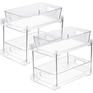 Chenquansarl-Set De 2 Organisateurs Sous Évier, 2 Couches D'étagères De Cuisine En Acrylique Transparent,Coulissant Multifonction Rangement Sous Evier Pour Cosmétiques,Cuisine,Salle De Bain,Buanderie - Neuf