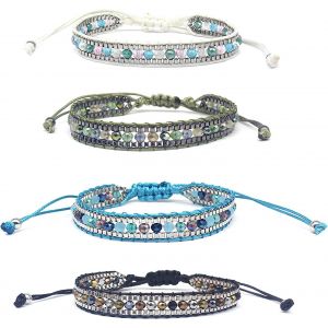 Kalanka-4 Pièces Bracelets D'amitié, Multicolore Bracelets Bohème Tressés Faits, Bracelet D'amitié Réglable Pour Enfants Fille Femme Homme Cadeau - Neuf