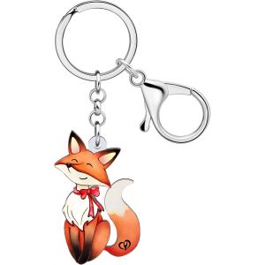 Kal-Acrylique Anime Renard Porte-Cl&eacute;s Bijoux Animaux Pour Femmes Filles Enfants Cadeaux Renard Amoureux Porte Cl&eacute; Voiture Accessoires Breloque - Neuf