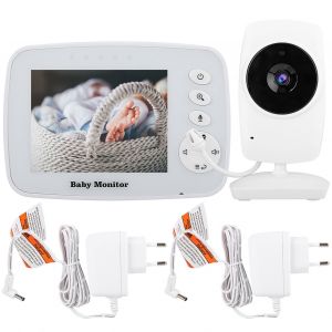 Babyphone Sans Fil 3,2 Pouces, Vision Nocturne Infrarouge, Conversation Bidirectionnelle, Capteur De Temperature, 7 Berceuses - Neuf