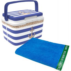 Letnerny-Réfrigérateur Life Story 5 Litres Classic Marine + Serviette De Plage 90x160cm 380gsm Velours 100% Coton Bleu - Neuf