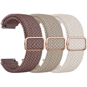 Kalanka-Lot De 3 Bracelets De Montre Élastiques - 22 Mm Et 20 Mm - Avec Boucle Réglable - En Nylon Tressé - Pour Homme Et Femme - Neuf