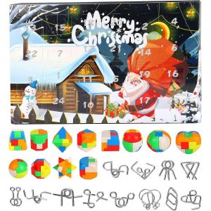 Ventes promotionnelles 24 Calendrier de Noël Puzzles 2023 Compte à rebours de Noël Calendrier Puzzle Jeux Calendrier de l'Avent Blind Box - Neuf