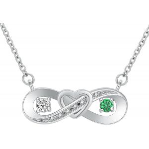 Kal-Collier Urne Funéraire Pour Cendres - Symbole De L'infini - Collier Pour Femme - Pendentif Délicat En Forme De C?ur - Pierre De Naissance - Bijou Commémoratif Pour Cendres Pour Femmes Et - Neuf