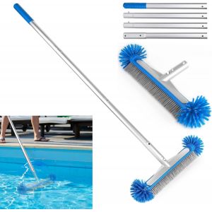 ChenQuanSarl-De Piscine Avec Barre De Démontage En Aluminium De 140 Cm - 43 Cm - Balai De Piscine Avec Poils Semi-Sphériques - 7 Rangées De Poils En Nylon - Pour Le Nettoyage De La Piscine - Clip Ez - Neuf