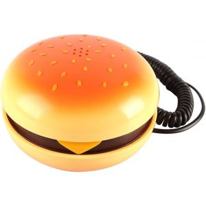 T&eacute;l&eacute;phone Fixe Fantaisie Imitation Hamburger, T&eacute;l&eacute;phone Cr&eacute;atif De Dessin Anim&eacute;, Mini T&eacute;l&eacute;phone Filaire De Bureau &Agrave; Domicile Avec Pieds Antid&eacute;rapants Pour Une Utilisation D&eacute;corative - Neuf