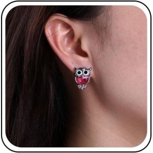 Kal-Boucles D'oreilles Mignonnes En Forme De Hibou En Cristal Boucles D'oreilles Pendantes Saphir Boucles D'oreilles Oxyde Zirconium Bleu Boucles D'oreilles Forme Hibou Strass Bijoux Pour - Neuf
