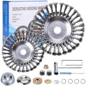 SUBZONAL-2 Pièces Tête Brosse Désherbage pour Débroussailleuse, Remplacement Tête Brosse Debroussailleuse, avec Accessoires, Convient au Jardinage, Pelouse-Brosse Debroussailleuse (6+8 Pouces) - Neuf