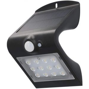 Applique Murale Solaire Led Avec D&eacute;tecteur De Mouvement 120&deg; | 1,5 W | 220 Lumens | 4000 K | Lampe Solaire D'ext&eacute;rieur | Protection Contre Les &Eacute;claboussures Ip65 | Noir | Classe &Eacute;nerg&eacute;tique A++ - Neuf