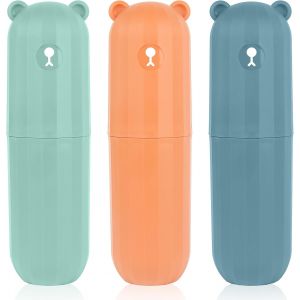 Senior-Lot De 3 Couvercles De &Agrave; Dents En Plastique - &Eacute;tui De Voyage Portable Pour &Agrave; Dents - Bo&icirc;te De Rangement Pour &Agrave; Dents Pour Enfants, Voyage, Camping, Voyage D'affaires (Orange,[L1034] - Neuf