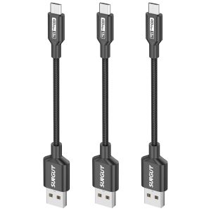 Lot de 3 c&acirc;bles micro USB courts de 15cm, chargeur Android de, cordon de donn&eacute;es de charge rapide compatible avec Galaxy S6 S7 Edge, station de charge, cl&eacute; TV, PS4, Chromecast (Noir) - Neuf