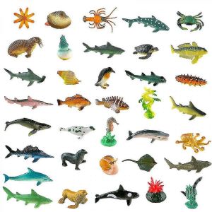 Jouets de cr&eacute;ature marine 36pcs Oc&eacute;an Animaux marins Figurines Jouets de requin pour les tout-petits D&eacute;corations d'enfants Jouets de poisson en plastique Pack pr&eacute;scolaire et ensembles de bain - Neuf