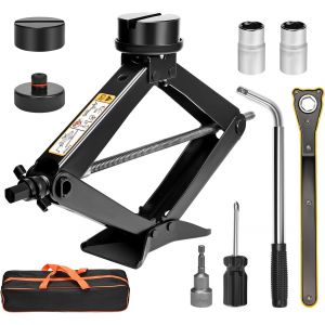 MEVRONISSHOP-Cric losange 3T/3000 kg, universel, assortiment de levage 10-45 cm, avec 2 patins en caoutchouc, kit d'urgence pour SUV, monospace et Tesla - Neuf