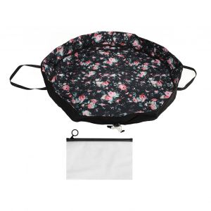 Trousses De Maquillage A Cordon Coulissant, Grandes Poches Interieures Zippees, Poignee Confortable Avec Pochette En Polyethylene, Ideales Pour Les Voyages, Noires - Neuf