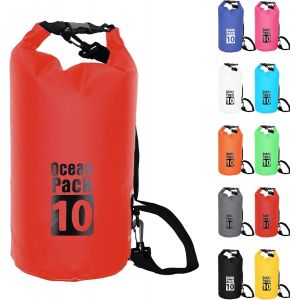 10l Sac Étanche Polyvalent,2l/5l/10l/15l/20l/30l Rouge Waterproof Dry Bag Avec Longue Bandoulière Réglable Sac À Dos Confort Imperméable Pour Bateau/Kayak/Pêche/Rafting/Natation/Camping/Snowboard - Neuf