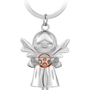 Kal-Porte Cl&eacute;s Ange Gardien Tenant Le Volant Pendentif Porte Bonheur En M&eacute;tal Conduisez Prudemment Porte Clef Ange Cadeau Bonne Chance D&eacute;coration Suspendue Voiture Pour Conducteurs Amis - Neuf