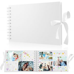 Album Photo Scrapbooking,Petit Album Photo 10x15,Carnet Scrapbooking Vierge Diy Soi-Même 60 Pages pour Bébé Famille Anniversaire Saint Valentin Mariage Noël Cadeau,Blanc - Neuf