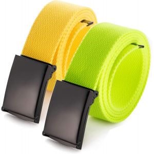Men's Adjustable Webbing Belt Buckle Military Black Tooth Belt.[E907] - Neuf