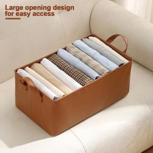 Bo&icirc;te De Rangement En Tissu Pliable Bo&icirc;te D'organisation De V&ecirc;tements Avec Poign&eacute;e Bac De Rangement De Sous-V&ecirc;tements De Grande Capacit&eacute; Couleur Caf&eacute; - Neuf