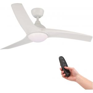 Ventilateur De Plafond Avec Led Ivara Blanc 58W, Télécommande, Faible Consommation, Moteur Dc 34W+Lumière Led 24W, 6 Vitesses, Silencieux,3 Pales, Hiver-Été, Minuterie.[VEN750830] - Neuf