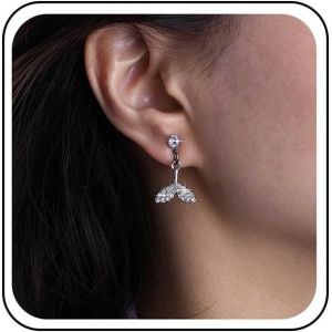 Kal-Boucles D'oreilles Bohème Queue En Cristal Boucles D'oreilles Queue Pavée Boucles D'oreilles Petites Sirènes Boucles D'oreilles Queue De Poisson En Strass Bijoux Pour Femmes - Neuf