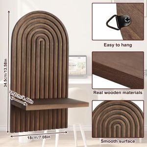 2 pcs Étagères en Bois pour la Décoration, Planche en Bois Décorative Bohème, Étagère Murale Bohème Moderne Support Mural en Bois pour la Cuisine, la Chambre, la Salle de Bain, Salon - Neuf