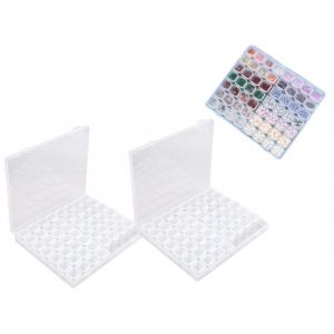 Lot De 2 Mini Bo&icirc;tes Transparentes &Agrave; 56 Compartiments Pour Bijoux, Pilules, Objets Artisanaux, Etc. - Neuf