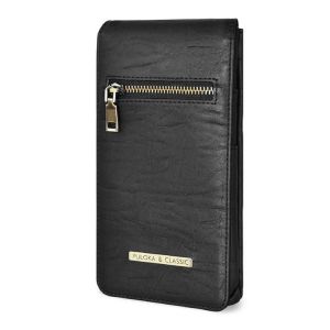 SUNSKY PULOKA 6,7 pouces PU Zip Portefeuille T&eacute;l&eacute;phone Sac de taille Noir - Neuf