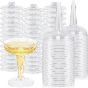 Ytfhg-Flute A Champagne Plastique 50pièces Verres À Champagne Transparents Gobelets 120ml Verres À Champagne Réutilisables Pour Les Fêtes Les Mariages Les Anniversaires Remise De Diplôme (Transparent - Neuf
