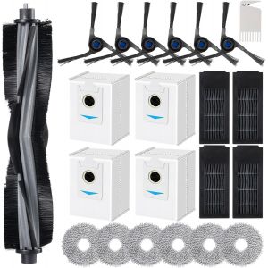 CMJAAGUR-Lot De 22 Pcs De Rechange Pour Robot Aspirateur Ecovacs Deebotx2/X2 Omni/X2 Pro,1 Principale,6 S Lat&eacute;rales,4 Filtres Hepa, 4 Sacs D'Aspirateur,6 Lingettes,1 De Nettoyage[M987] - Neuf