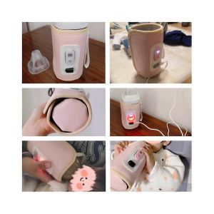 Usb Chauffe-Eau De Lait Voyage Poussette Sac Isol&eacute; Affichage Num&eacute;rique B&eacute;b&eacute; Allaitement Biberon Chauffe-Pour Ext&eacute;rieur Hiver-Rose - Neuf