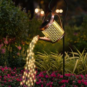 Kal-Arrosoir Solaire Avec Guirlande Lumineuse - Décoration De Jardin - Lampes Solaires Pour Extérieur - Lampes Led Avec Crochet De Berger - Étanche - Décoration De Jardin - Éclairage Pour Jardin, Cou - Neuf