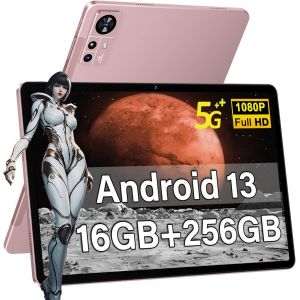KALWS-Tablette 11 Pouces 2K Android 13,16Go Ram+256Go Rom¿Tf 512Go¿|2000 * 1200 Pixels|8600 Mah |5Mp+13Mp|5G+2.4G Wifi|Octa-Core|Bluetooth 5.0|Tablette Avec Étui De Protection-Or Rose - Neuf