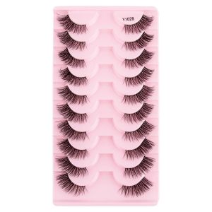 Ore-Demi-Cils Faux Vison Naturel Court Oeil De Chat Faux Cils Moelleux Ailé 3d Vison Renard Cils Maquillage Extension De Cils Faux Cils-10 Pairs Y1028- - Neuf