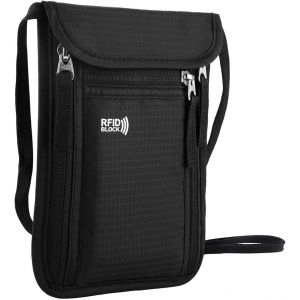 TIANYI-Pochette Tour de Cou Sac de Cou Bloqueur RFID Anti&iquest;vol Sac de Passeport Imperm&eacute;able Sac de Cou pour Documents - Neuf