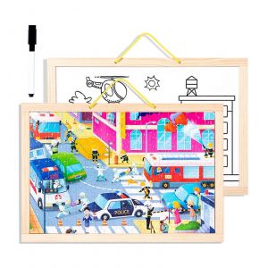 Puzzle en bois cr&eacute;atif pour tout-petits, exercice de patience, jeu de dessin &eacute;ducatif, jeu de soci&eacute;t&eacute; parent-enfant-Transport - Neuf