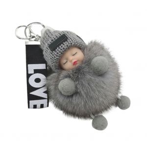 Super mignon poup&eacute;e porte-cl&eacute;s pendentif suspendu d&eacute;coration en peluche cadeau pour sac voiture accessoires gris clair - Neuf