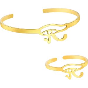 Eryi-Bracelet De L'oeil D'horus Bracelet Égyptien Anneaux Ancienne Egypte Oeil D'horus Anneau Lucky Amulet Protection Bijoux En Acier Inoxydable Cadeaux Pour Femmes Noël Nouvel An - Neuf