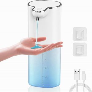 KAL-Savon Automatique Savon Liquide Sans Contact Rechargeable 400 Ml Support Mural 4 Volumes De Mousse Réglables Savon Électrique Ipx5 Avec Capteur De Mouvement Infrarouge - Nettoyage Automatique - Neuf