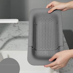 Panier De Vidange Réglable Pour Évier De Cuisine, Égouttoir Pour Ranger Et Laver La Vaisselle, Les Fruits Et Les Légumes (Gris) - Neuf