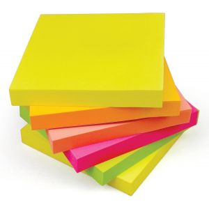 Eryi-Post-It 600 Notes Adhésives Aux Couleurs Vives | 76 X 76 Mm | 6 Blocs De 100 Feuilles U2013 Mémos Adhésifs Amovibles En Jaune, Rose, Orange Vert, Pêche, Utilisation À La Maison, Au Bureau Et À - Neuf