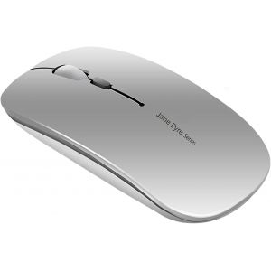 MDY-Q5 Souris sans Fil Rechargeable, Ultra-Mince Optique Mouse Silencieux 1600 DPI Réglable Wireless Mouse pour Ordinateur, PC, Portable, MacBook (Argent) - Neuf