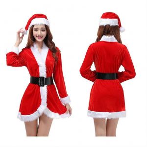3pcs / Set Costume De Noël Pour Les Femmes Père Noël Cosplay Manteau Costume De Performance De Fête Pour Noël Fête Et Rassemblement - Neuf