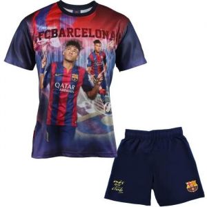 4 Ans - Maillot + Short Enfant - Fc Barcelone - Neymar Junior - 100% Polyester - Manches Courtes - Bleu - Neuf