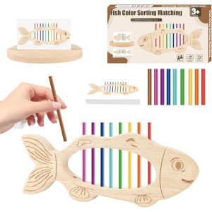 ChenQuanSarl-Jouet Enfant 2 3 Ans, 2 En 1 Jouets En Bois Enfants Couleur Jeu De Tri Jeux Montessori 1 2 3 Ans, Jouets D'Activit&eacute; Et De D&eacute;veloppement En Bois Pour Enfants 2 3 An, Cadeau Fille Garcon - Neuf