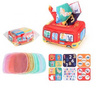 Bo&icirc;te &agrave; mouchoirs sensorielle pour b&eacute;b&eacute;s avec lingettes - Jouet &eacute;ducatif pour le d&eacute;veloppement sensoriel des tout-petits - Neuf