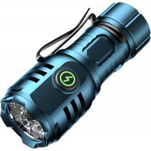 ERYI-Petite Lampe De Poche Led Rechargeable Ultra Lumineuse 6000 Lumens, Type C Rechargeable, 4 Perles Puissantes, 8 Modes D'Éclairage Et Longue Durée De Vie, Étanche, Pour Camping, Randonnée, Urgenc - Neuf