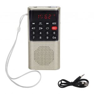 Mini haut-parleur radio FM portable multifonction L-328, lecteur MP3 USB avec port pour ecouteurs, couleur or - Neuf